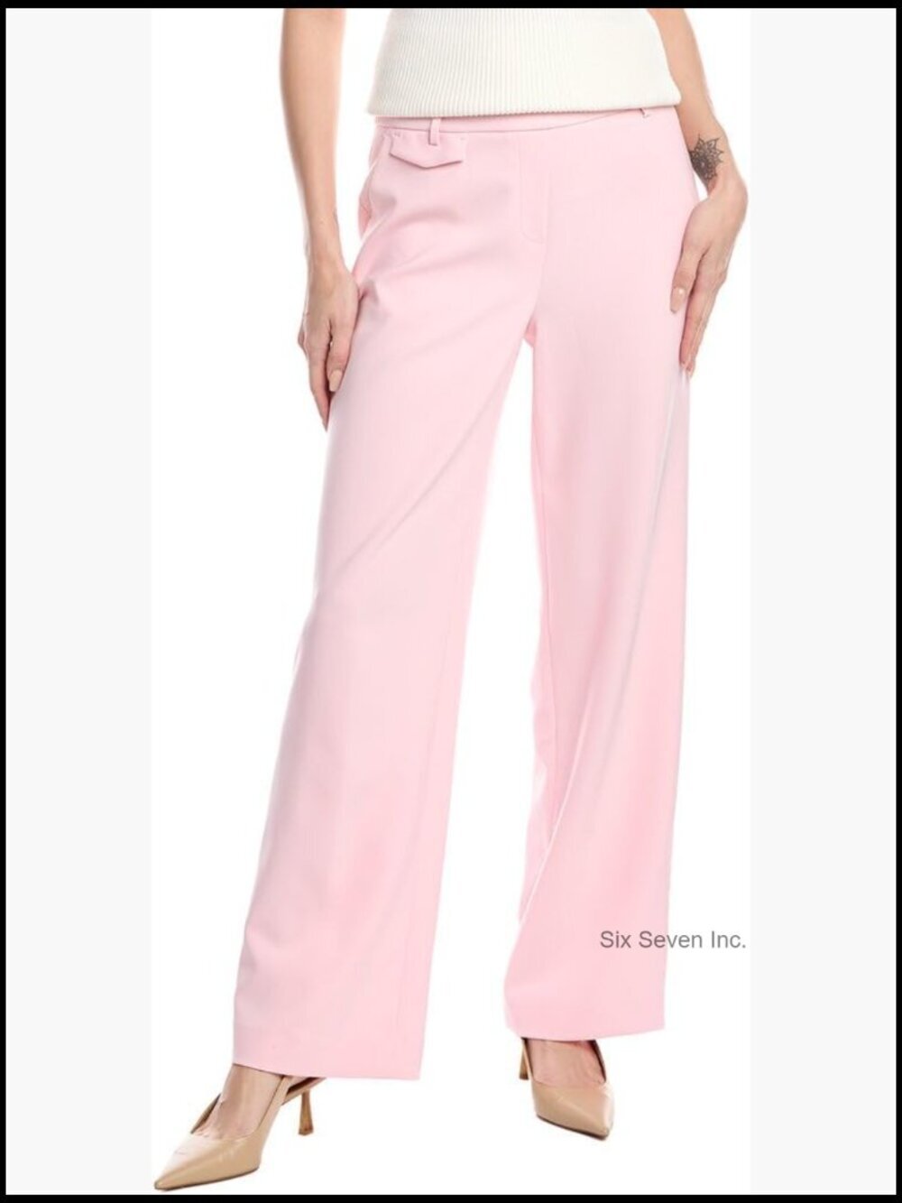 Wide Leg Pull-On Pants with Pocket Flap